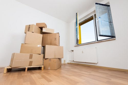 Moving van service loading boxes and furniture