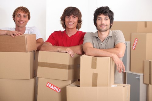 Packed boxes and furniture ready for removals in Hounslow