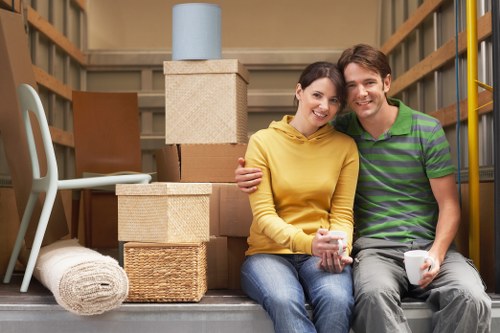 Packed boxes and furniture ready for local home removals