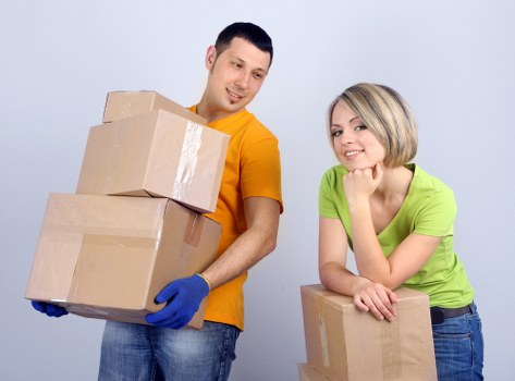 Furniture and boxes loaded into a removal truck for transport