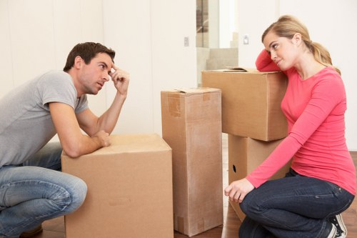 Packing boxes and furniture ready for transport in Hounslow